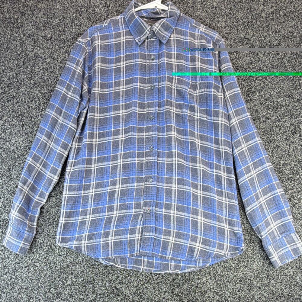 Weatherproof Men's M Blue Rayon/Poly Flannel Plaid L/S Point Collar Button-Up